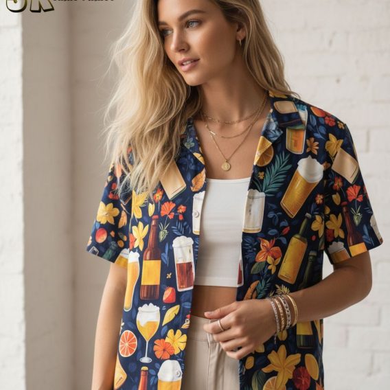 Beer Hawaiian shirt size specifications and measurement chart for tropical drinking shirt
