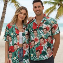 Woman styling humorous Aloha shirt in casual everyday outfit combination