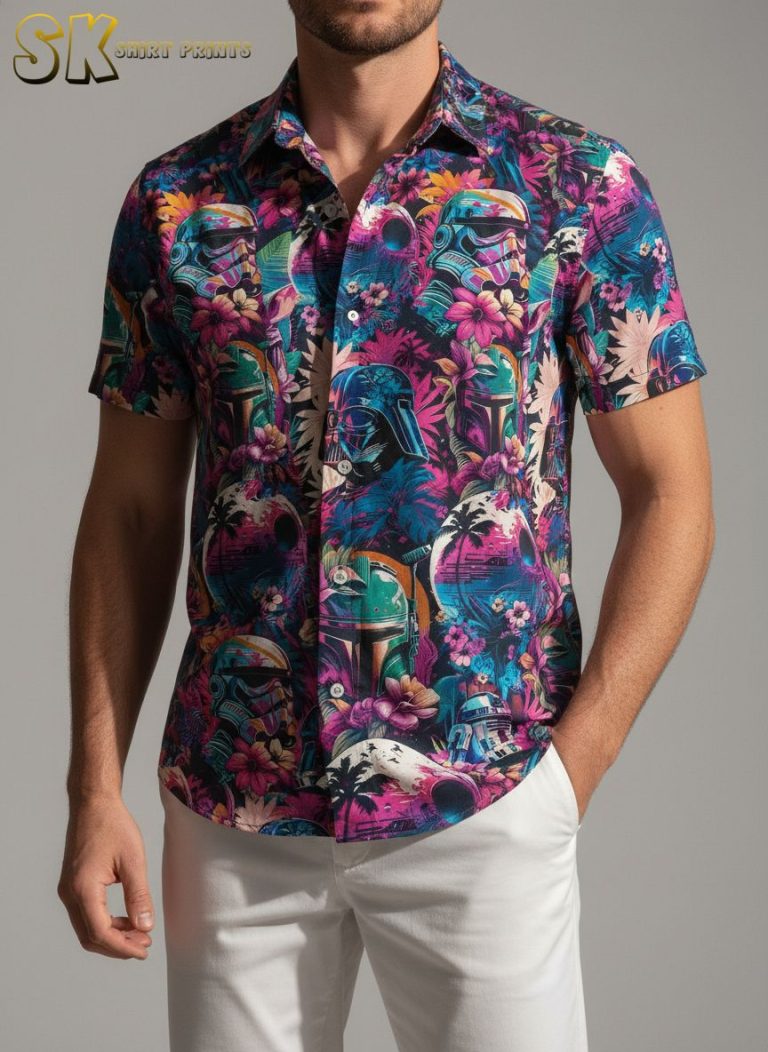 Darth Vader Hawaiian Shirt – Star Wars Tropical Button Up for Beach Vacation and Summer Parties