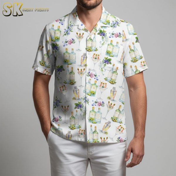Men's Cocktail Hawaiian Shirt - Tropical Drinks Pattern Short Sleeve Button Down Summer Shirt