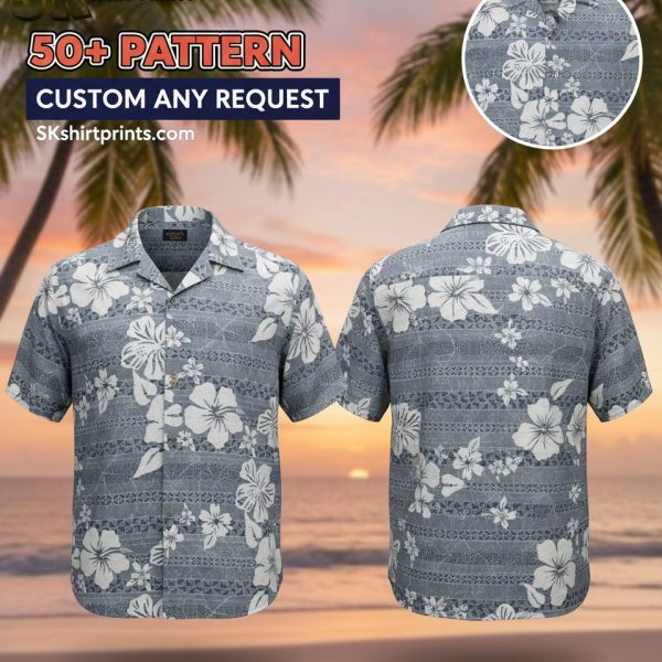 Cooke Street Hawaiian Aloha Shirt - Reverse Print Hibiscus Cotton Casual Shirt for Men