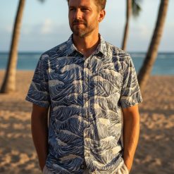 Multiple Cooke Street aloha shirt designs displayed side by side showing variety of tropical patterns