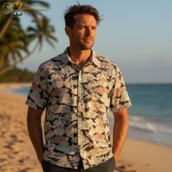 Multiple Aloha shirt designs displayed side by side showing various tropical patterns