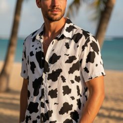 Collection overview displaying multiple cowprint shirt Hawaiian designs arranged side by side