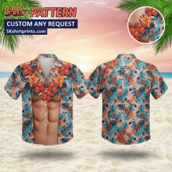 Man wearing colorful crazy pattern Hawaiian shirt in casual lifestyle beach setting