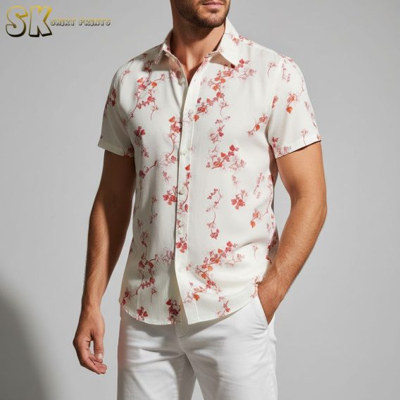 Custom floral shirt factory OEM manufacturing showing bulk production capabilities