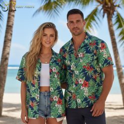 Custom military hawaiian shirts size chart and product specifications display