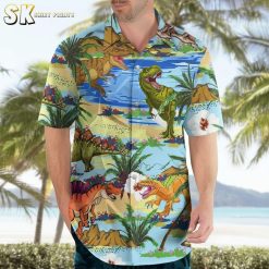 Dinosaur shirt mens collection showing multiple color variations and design options side by side