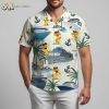 Custom Donald Duck Hawaiian shirt with cartoon duck characters, cruise ships and tropical maritime theme