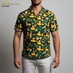 Custom Donald Duck Hawaiian shirt with yellow duck pattern and tropical elements