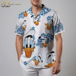 Custom Donald Duck Hawaiian shirt with personalized design and tropical cartoon print