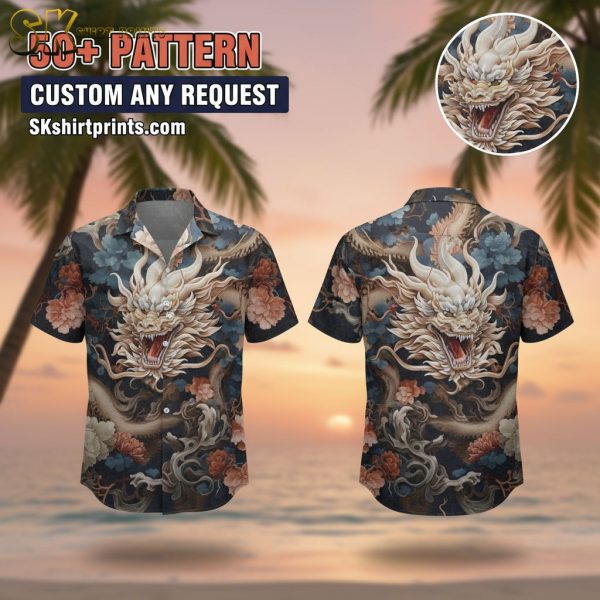 Dragon Hawaiian Shirt - Mythical Fire Dragon Print Beach Shirt for Tropical Vacation & Summer Adventures