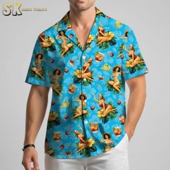 Drinking Hawaiian shirts in vibrant colors with cocktail and bar-themed tropical print for summer parties