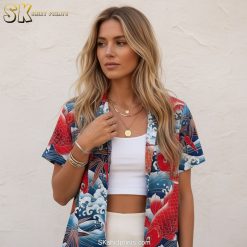 Fish hawaiian shirt size chart showing measurements and fit specifications