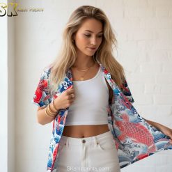 Fish hawaiian shirt size chart specifications fit guide measurements details