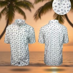 Fish print shirts in tropical Hawaiian style with colorful ocean fish patterns on cotton fabric