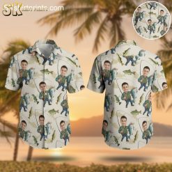 Fishing Hawaiian shirt with tropical fish pattern in vibrant colors for summer wear