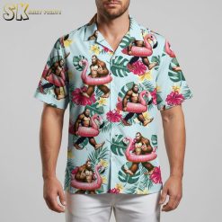 Flamingo Hawaiian shirt casual summer wear short sleeve button up tropical print
