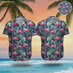 Flamingo Hawaiian shirt with tropical print design in vibrant colors