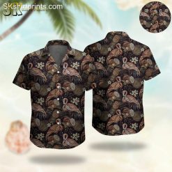Flamingo Hawaiian shirts featuring pink flamingo print on tropical background for men and women