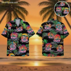 Flamingo Hawaiian shirts tropical button down short sleeve casual wear for men and women