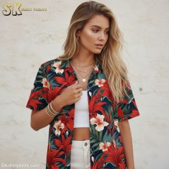 Floral Hawaii shirt sizing specifications and measurements chart for proper fit selection