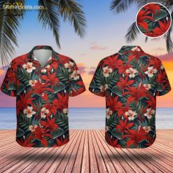 Floral Hawaiian shirt with tropical print design for men summer beach wear