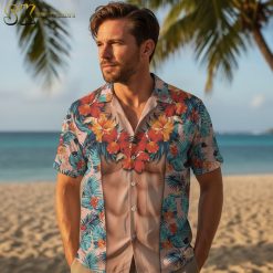 Multiple funny Hawaiian shirt designs displayed side by side showing various humorous themes and tropical patterns