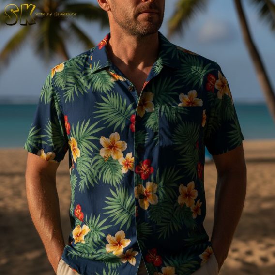 Multiple funny tropical Aloha shirt designs displayed together in collection view