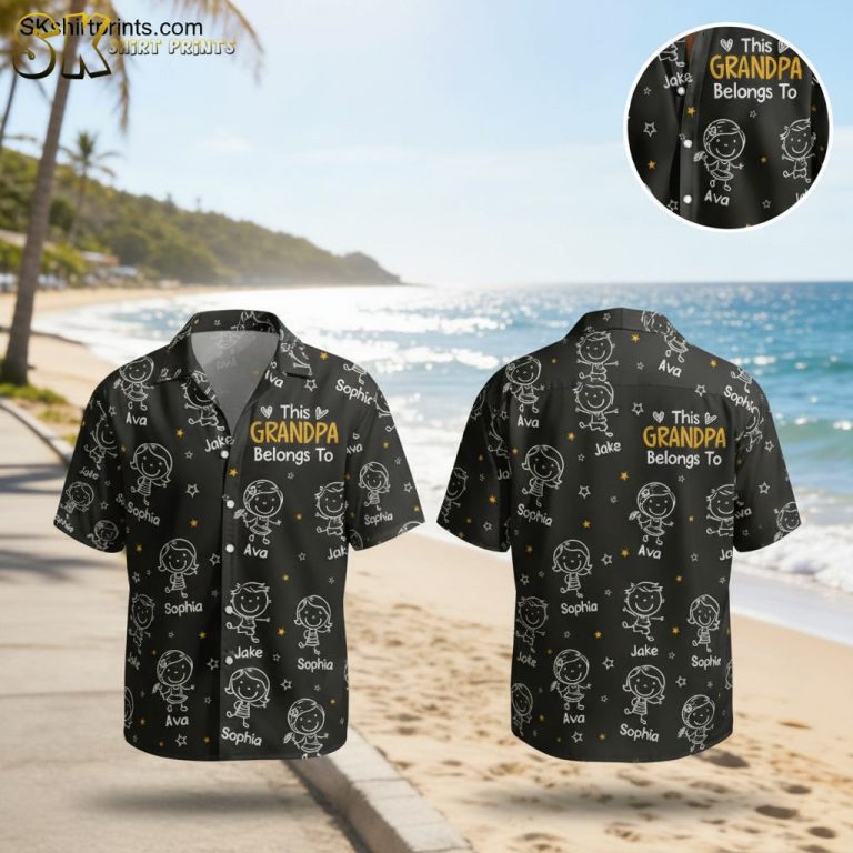 Personalized Grandpa Hawaiian Shirt with Grandkids Names – Custom Aloha Shirt Gift for Grandfather