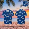 Grandpa Hawaiian shirt with tropical print design in blue featuring hibiscus flowers