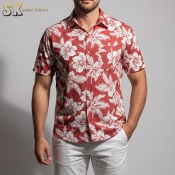 Gun Hawaiian shirt with military-inspired tropical print pattern