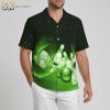 Man posing in colorful hawaiian bowling shirt with tropical print design for team wear