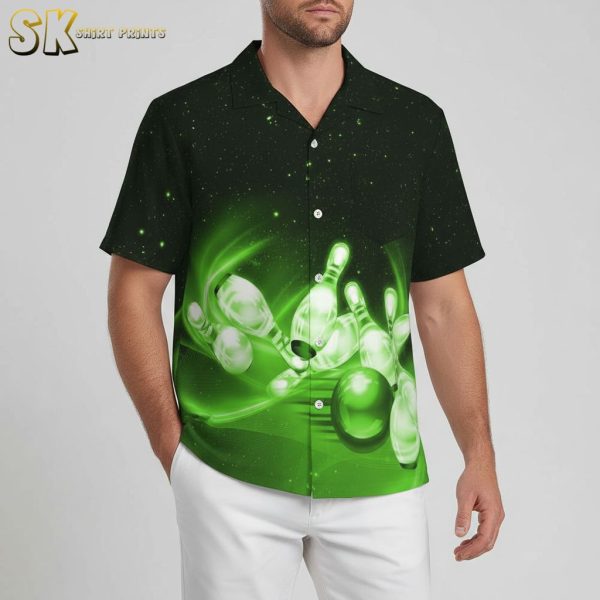 Custom Hawaiian Bowling Shirts for Men Personalized Team Logo Button Down Short Sleeve Tropical Bowling Shirt