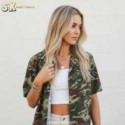 Hawaiian combat shirt specifications chart showing size details and military-grade features in color-4