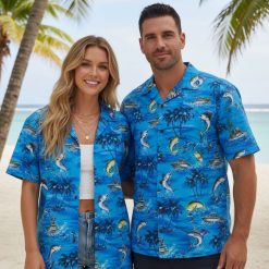 Hawaiian fish shirt with tropical ocean fish print