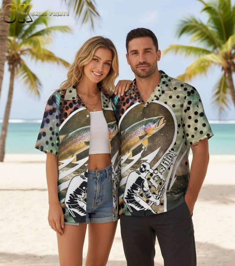 Hawaii Fishing Shirts for Men – Tropical Fish Button Down Short Sleeve Hawaiian Shirt