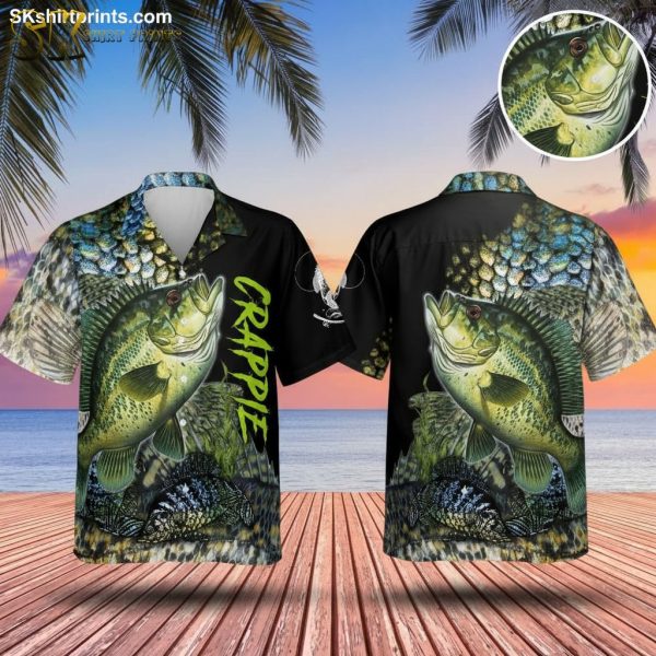 Hawaiian Fishing Shirts for Men - Bass Fish Button Down Tropical Beach Shirt Short Sleeve