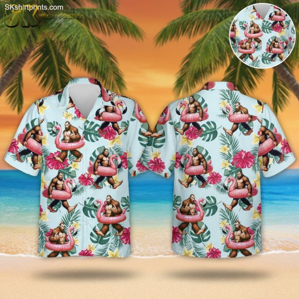 Hawaiian Flamingo Shirt Short Sleeve Button Down - Tropical Beach Shirt for Men & Women