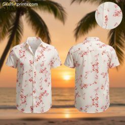 Hawaiian floral shirts for men featuring tropical flower patterns on button down beach shirt