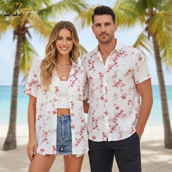 Hawaiian Floral Shirts for Men - Tropical Button Down Beach Shirt with Custom Print Options