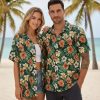 Hawaiian flowers shirt showcasing colorful tropical blooms on casual summer button down shirt for men