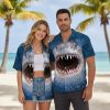 Hawaiian shark shirt with ocean life patterns and beach-themed graphics