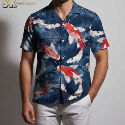 Hawaiian shirt with fish pattern in vibrant colors for casual summer wear