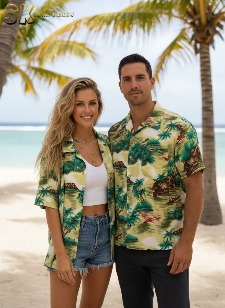 Vintage Hawaiian Shirts 1970s Retro Aloha Print Button Down Short Sleeve Tropical Beach Shirt Men’s