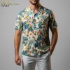 Hawaiian shirts tactical style with combat gear motifs and palm tree background
