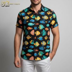 Elegant koi fish Hawaiian shirt with Japanese-inspired design and tropical print pattern