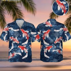 Koi fish Hawaiian shirt with colorful tropical print design for men