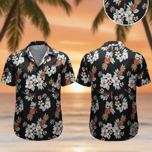 Men's Floral Hawaiian Shirt Short Sleeve Button Down Beach Shirt with Tropical Print