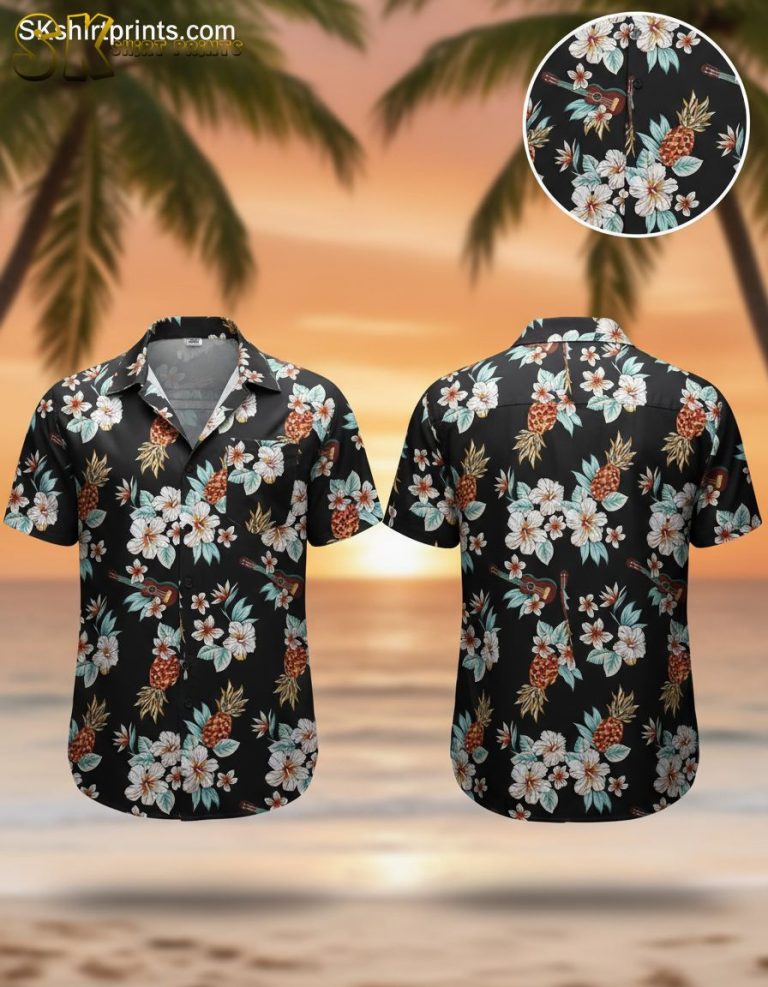 Men’s Floral Hawaiian Shirt Short Sleeve Button Down Beach Shirt with Tropical Print